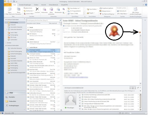 Outlook – Signatur-Anzeige
